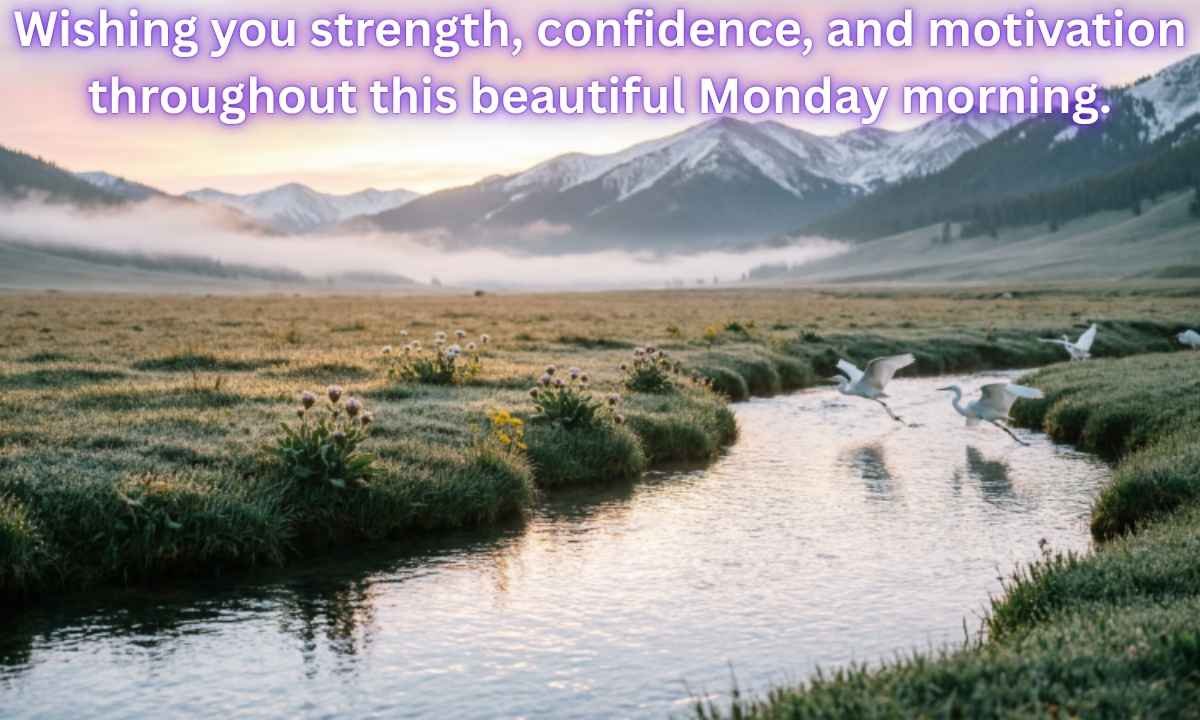 Monday Blessings Image: It is written in the image is that"Wishing you strength, confidence, and motivation throughout this beautiful Monday morning".